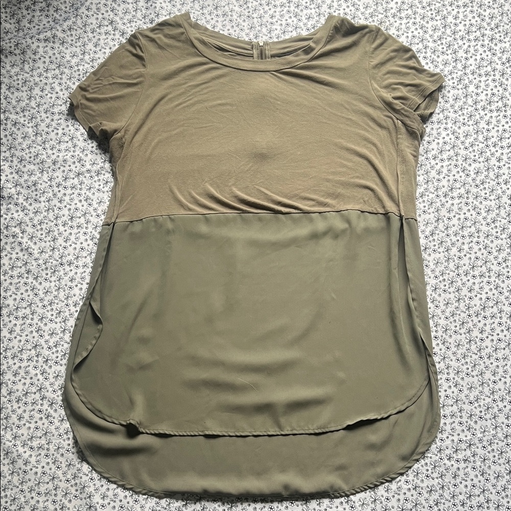 Massimo Two-Tone Olive Women's Short Sleeve Top